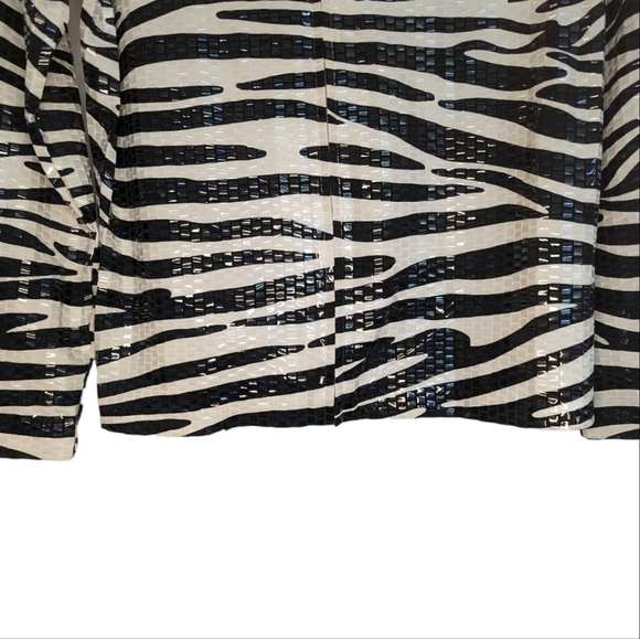 Lisa International Zebra Pattern Sequin Zipper Collared Jacket Size M - Picture 10 of 14